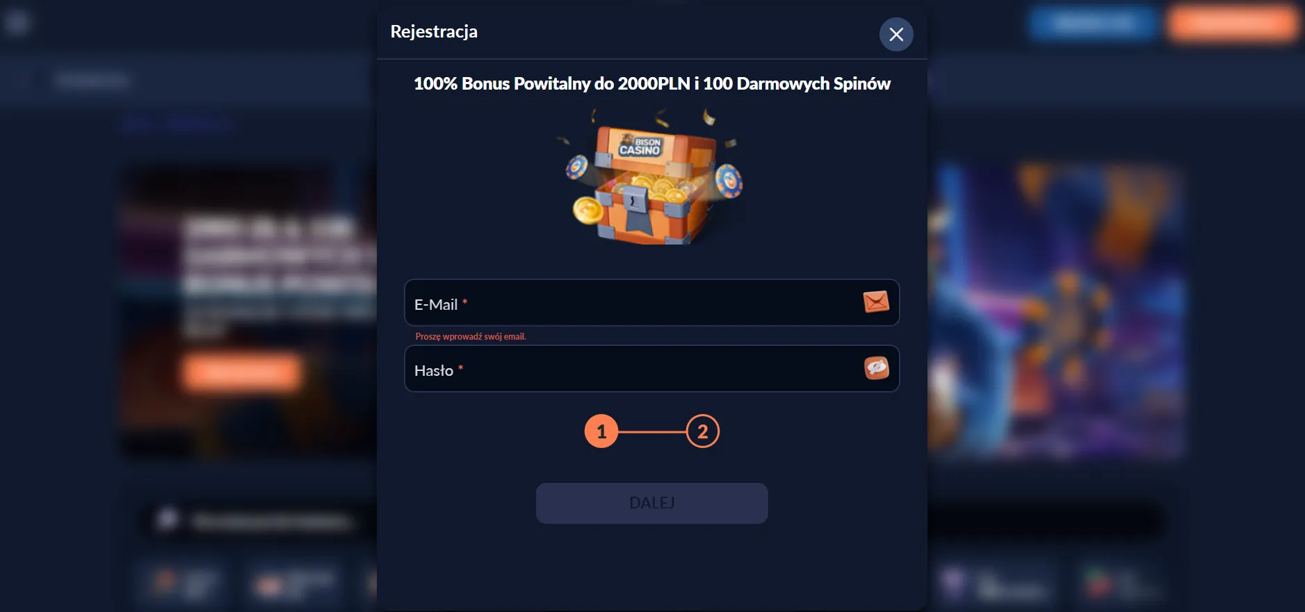 Jak odebrać Bison Casino bonus za rejestrację